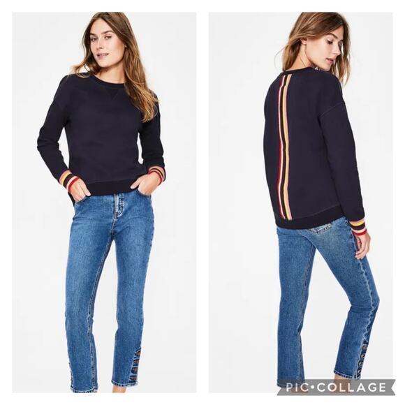 Boden Arabella Rainbow Striped Sweatshirt Size Medium - Picture 1 of 7